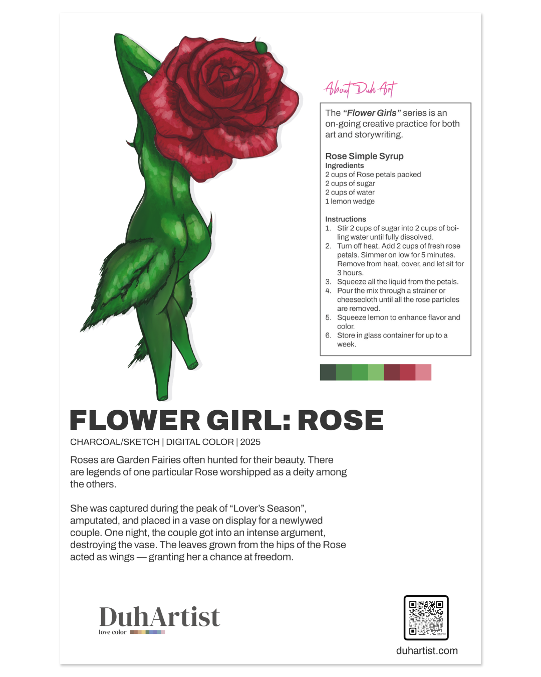 DuhArtist "Rose" Flower Girl Print - Image 2